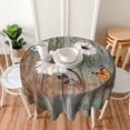 thumbnail image 5 of Wood Flower Round Tablecloth 60 Inch Washable Reusable Decoration Table Cover for Kitchen Party, 5 of 6
