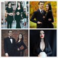 thumbnail image 2 of Peluca Morticia Addams negra Peluca negra para disfraz de Morticia Peluca de pelo liso para mujer Pelo suave Natural lindo con gorros de peluca Pelucas sintéticas de colores para D, 2 of 5