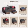 thumbnail image 4 of Noelse Patio Furniture Set, 5 Piece Wicker Outdoor Sectional Conversation Set with Coffee Table for Poolside, Backyard, Black, 4 of 10