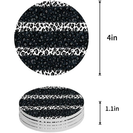 

FMSHPON Leopard Print Set of 8 Round Coaster for Drinks Absorbent Ceramic Stone Coasters Cup Mat with Cork Base for Home Kitchen Room Coffee Table Bar Decor