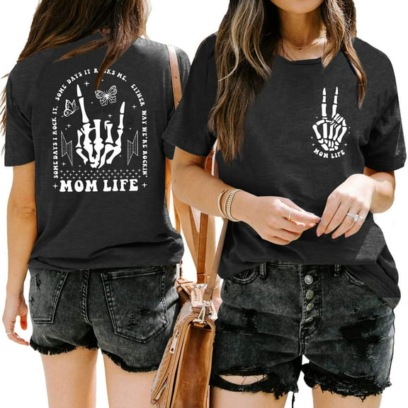 KimSoong Mama Shirts Mom Life T-Shirts Women Motherhood Some Days I Rock It Shirt Vintage Casual Short Sleeve Tops