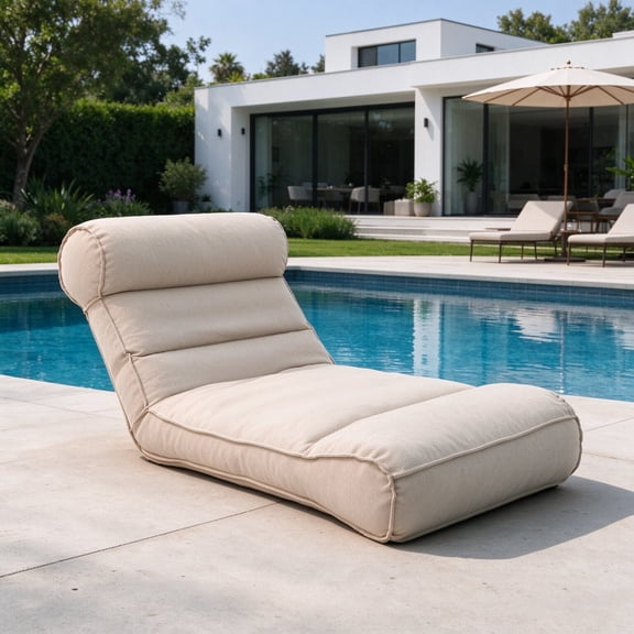 Vornel 83" Adjustable Outdoor Chaise Lounge Bed with Iron Frame, Olefin Fabric Waterproof UV Resistant, 5-Position Recliner for Patio Poolside