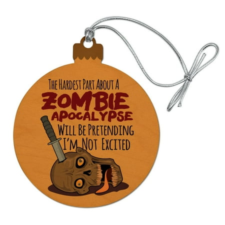 About Christmas Tree In Hindi Hardest Part about a Zombie Apocalypse Skull Knife Funny Wood Christmas Tree Holiday Ornament ()