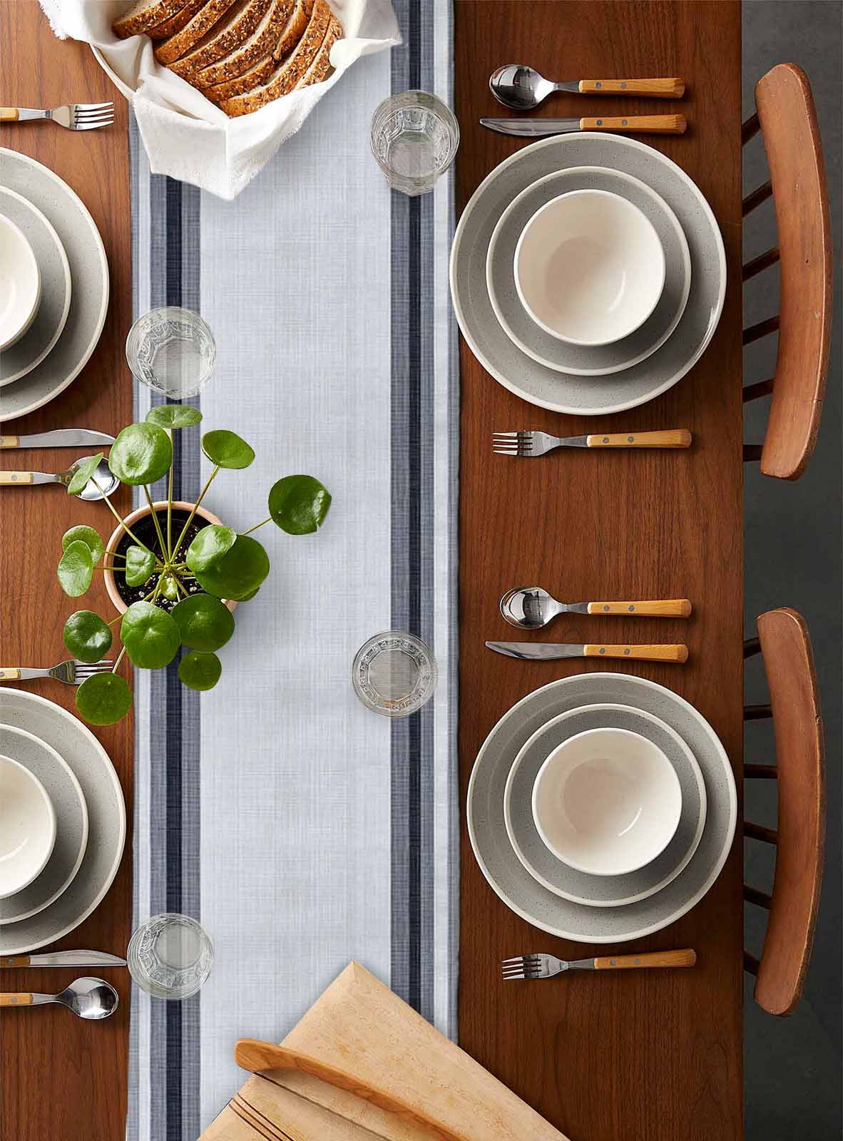 Gray Boho Burlap Cotton Table Runner 13x36 Inches Short, Vintage Country Chic Shabby Ombre Geometric Farmhouse Table Runners, Outdoor Dining Tablecloths Decor for Baby Shower/Party/Wedding