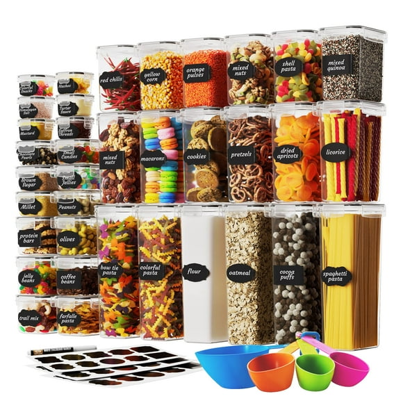 Chef's Path 36-Pack BPA Free Plastic Food Storage Containers with Lids for Kitchen and Pantry Organization