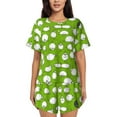 thumbnail image 1 of Balery Funny Sheep Doing Yoga Conjunto de Pijama para Mujer con Estampado, Dos Piezas de Manga Corta y Shorts, Ropa de Dormir Suave con Cuello Redondo y Bolsillos-Large, 1 of 6