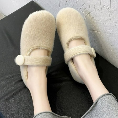 

Cathalem Womens Business Casual Shoes Size 8 Woolen Shoes For Women Wear Plush Flat Sole Ballet Cotton Single Shoes In Winter Shoes Beige 6.50
