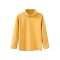 thumbnail image 3 of CCRFTGI Boys Girls Long Sleeve Shirts Turtle Neck Casual Pullover Slim Fit Tops Soft Layer Tee Tops Yellow 6-7Y, 3 of 3