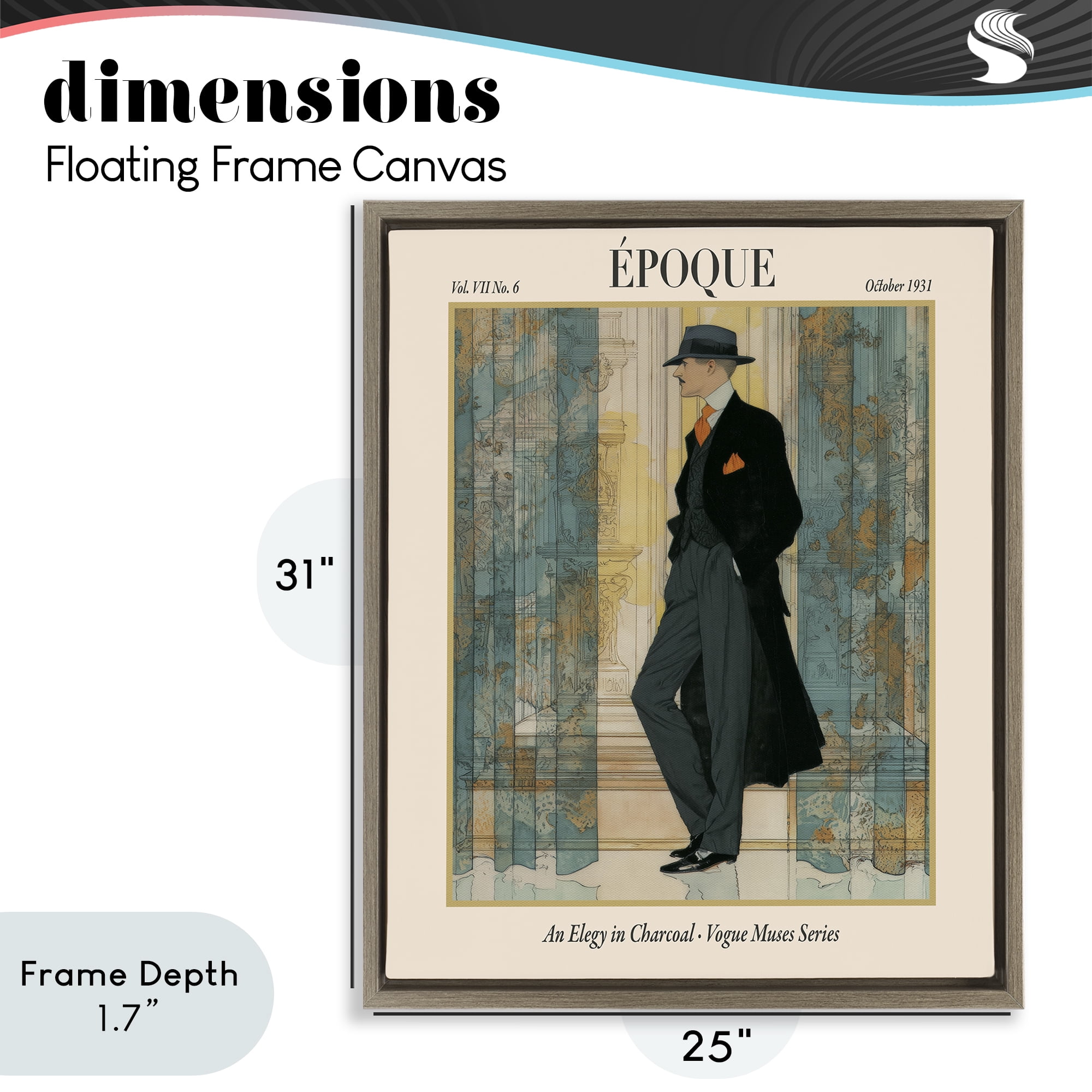 Stupell Industries The Gentleman Magazine Brown Framed Floater Canvas Wall Art, design by A Barefoot Stylist