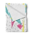 thumbnail image 2 of Abstract Soft Flannel Fleece Throw Blanket, Memphis Style Modern Geometric Forms with Lines Colorful Triangles Graphic, Cozy Plush for Indoor and Outdoor Use, 50" x 60", Multicolor, by Ambesonne, 2 of 5