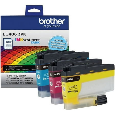 Brother INKvestment LC4063PK Original Standard Yield Inkjet Ink Cartridge - Cyan, Magenta, Yellow - 3 Pack - 1500 Pages (Per Cartridge) | Bundle of 2 Each