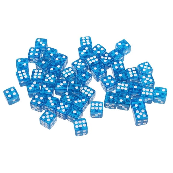 50pcs 6 Sided D6 Acrylic Dies for Drinking Game D& Playing Games - Blue, 12mm 50pcs Blue