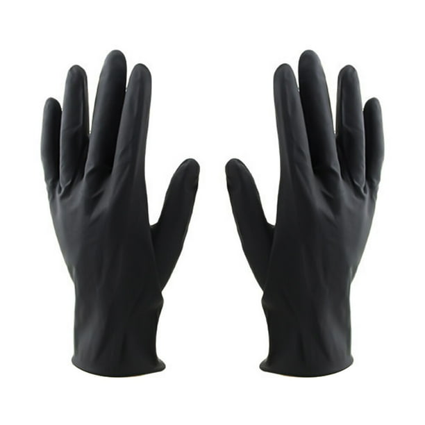 Guantes de laboratorio de peluquería de 10 piezas Guantes de látex reutilizables Guantes de tinte de color para el cabello de salón Tamaño mediano (Negro)