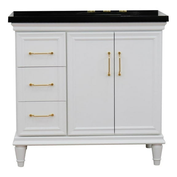 BELLATERRA HOME LLC Single vanity in White with Black galaxy and oval sink