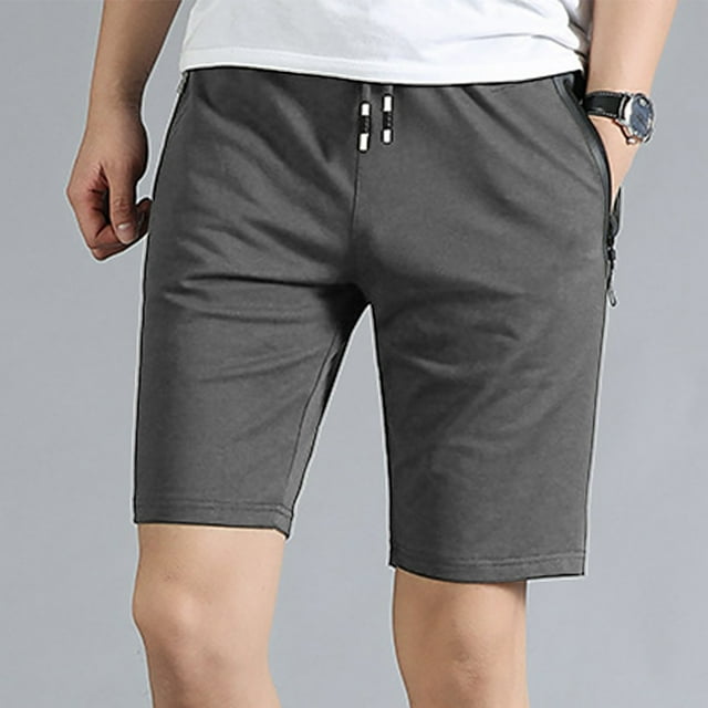 toraway Men Summer Casual Short Elastic Waist Workout Short Drawstring Casual Short Pants With Zipper Pockets XXL