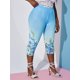 thumbnail image 1 of Talla grande Impresión floral Ombre Color Capri Leggings Rosegal Leggings de talla grande, 1 of 5
