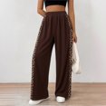 thumbnail image 2 of XIAONU Leopard Stripe Wide Leg Sweatpants For Women Loose Fit High Waisted Drawstring Full Length Pant Trendy Pants, 2 of 4