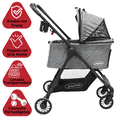 thumbnail image 2 of Carriola para Mascotas Cochecito para Perros y Gatos Pequeños - Medianos Transportadora Extraíble Ligera y Plegable con Freno - Gris, 2 of 7