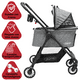 thumbnail image 2 of Carriola para Mascotas Cochecito para Perros y Gatos Pequeños - Medianos Transportadora Extraíble Ligera y Plegable con Freno - Gris, 2 of 7
