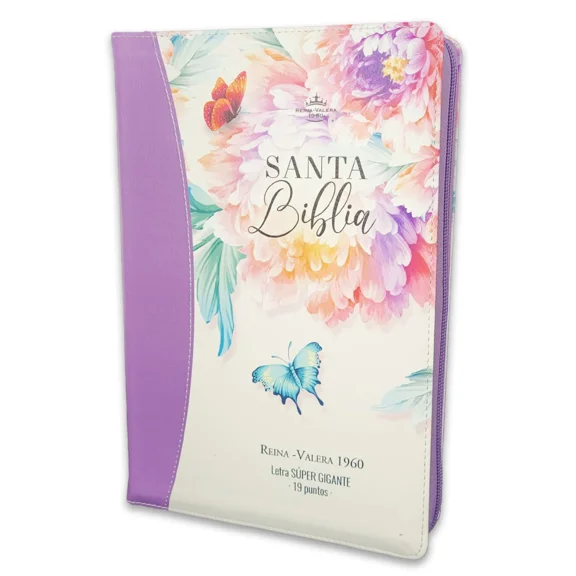 Biblia RVR60 Jardín Lila con Índice y cierre Letra 19 Puntos