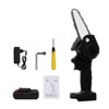 Mini Chainsaw 4-Inch Cordless Electric 21V Chainsaw One-Hand Operation Portable Handheld Electric Saw for Garden Courtyard Tree Wood Cutting Pruning Logging Urban Greening