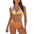 thumbnail image 1 of YDLCAFD Easter Women's Fresh Printed Quick Drying Strap Bikini Split Swimsuit, 1 of 7