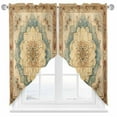 thumbnail image 2 of Vintage Flowers Pattern Swag Curtain Valance for Windows, Blue Classical Bohemian Retro Window Treatments Short Swag Topper for Kitchen Windows Bathroom Bedroom, 36"x45", 2 of 8