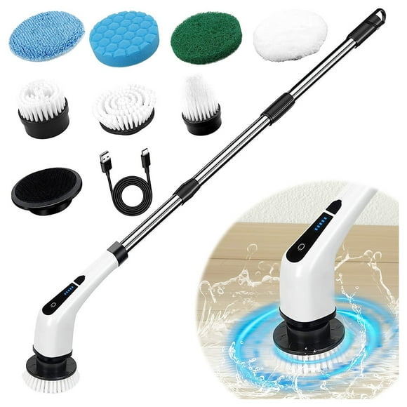 axGear Electric Brush Spin Scrubber Cordless Rechargeable Handheld Power Cleaning with 7 Replaceable Brush Heads