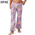thumbnail image 2 of Pantalones largos de lentejuelas brillantes para hombre, pantalones de Fiesta de DJ, disfraces de actuación de baile de Jazz y discoteca, pantalones acampanados con cintura elástica, 2 of 5