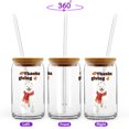 thumbnail image 2 of Happy Thanksgiving Samoyed with Turkey Pumpkins Autumn Vibes 16oz Glass Cup Mug Siberian Sammy Dog Lover Glass Can with Bamboo Lid and Straw - 12018, 2 of 5