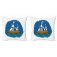 thumbnail image 1 of Ambesonne Hedgehog Throw Pillow Cover 2 Pack, Bunnies Hedgehog in a Boat, 24", Multicolor, 1 of 2