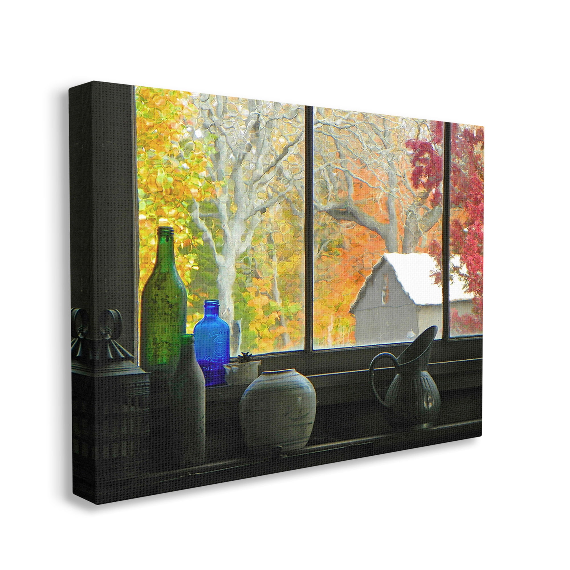 Stupell Industries Fall Foliage in Window Landscape Photography Gallery Wrapped Canvas Art Print Wall Art, 20 x 16