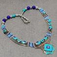thumbnail image 2 of Lapis Lazuli Turquoise Gemstone Necklace Tibetan Beautiful Jewelry 18" NN 6852, 2 of 2