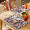 thumbnail image 4 of Independence Day Dog Cat Placemats Set of 6, Watercolor Red Blue Stripe Star Balloon Black Plaid Non-Slip Place Mats Washable Table Mats for Kitchen Dining Table Decorations Indoor/Outdoor, 4 of 9