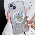 thumbnail image 3 of for iPhone 13 Mini Case Compatible with MagSafe for Clear Frosted PC Back Protector Flower Shockproof Floral Design Protective Women Girls Phone Cover - Lavender Blooms/Purple, 3 of 9