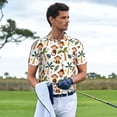 thumbnail image 3 of Honeii Monkeys Swinging from Palms print Polo Shirt, a classic short-sleeved, button-down golf shirt designed for menMedium, 3 of 6
