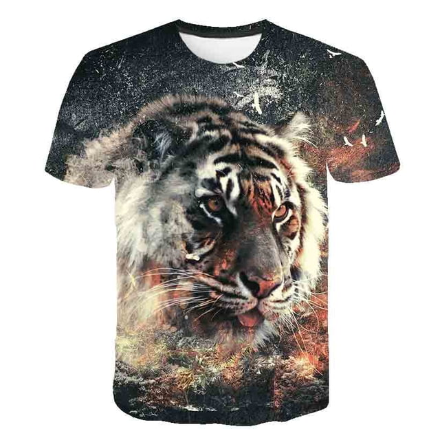 Camiseta de tigre para niños, camisetas geniales de animales para niños y niñas, camisetas de dibujos animados para niños y bebés, ropa 12T Gao Jinjia LED