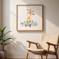 thumbnail image 5 of Giraffe, Safari Animals, Jungle Animals, Purple Flowers, Gender Neutral Nursery - Illustration Watercolor Whimsical Animal Floral Botanical Oak Framed Wall Art Print 8 x 8 inches, 5 of 8