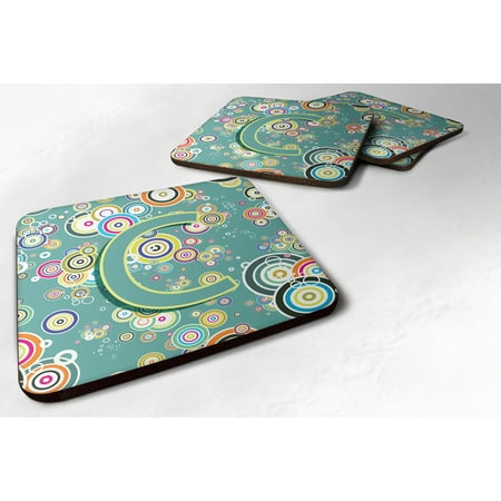 

Carolines Treasures CJ2015-CFC Letter C Circle Circle Teal Initial Alphabet Foam Coaster Set of 4 3 1/2 x 3 1/2