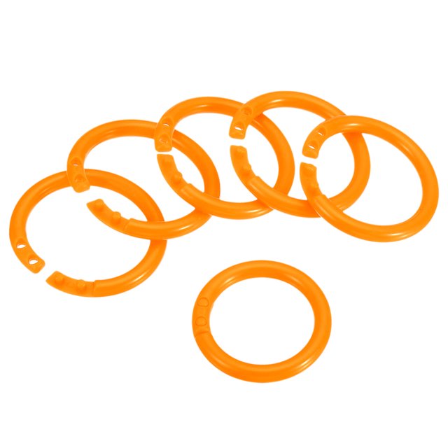 Unique Bargains 1.1' OD 0.8' ID Loose Leaf Rings Binder Ring Plastic for Book DIY Scrapbook Notebook, Orange 100 Pack