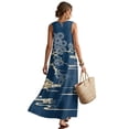 thumbnail image 2 of Xoenoiee Blue Pine Tree Cloud Print Summer Dresses for Women Long Flowy A Line Sleeveless Maxi Sundresses with Pockets, Cotton Linen Lightweight Boho Beach Vacation Clothes Resort Wear, M, 2 of 7