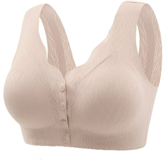 XUNKUSGA Wireless Bras for Women Seamless Snap Front Closure Post Surgery Bra Fashion Ribbed Floral Everyday Bras Soft&Adjustable Straps Convenient Mastectomy Bralettes