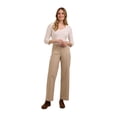 thumbnail image 4 of Martha Stewart Women's Wide Leg Pintuck Pant, High-Rise Soft Stretch Denim & Twill Trouser with Front Seam Detail, 4 of 7