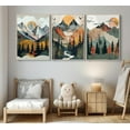 thumbnail image 3 of 3Pcs Mountain Wall Art Boho Abstract Sunset Canvas Prints Forest Landscapes Posters Woodland Adventure Artwork Watercolor nature Pictures Paintings for BedRoom Office Nordic Style Wall Decor d, 3 of 7