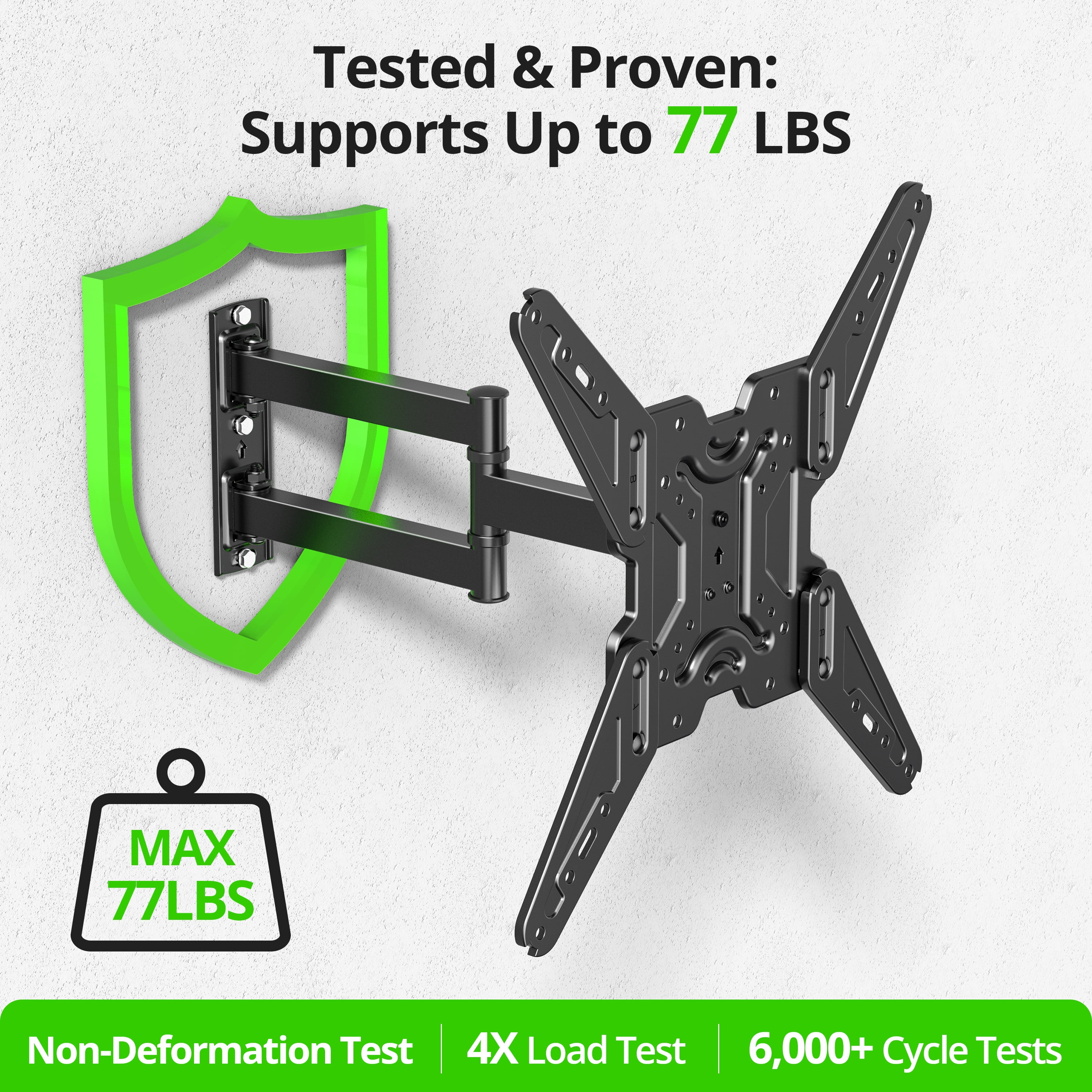 USX MOUNT Full Motion TV Wall Mount, Swivel Tilt Extension Articulating Arm for 26 to 65 Inch Flat Curved TV, Max VESA 400x400mm, Holds up to 77lbs, Fits Wood Stud Concrete Brick Walls