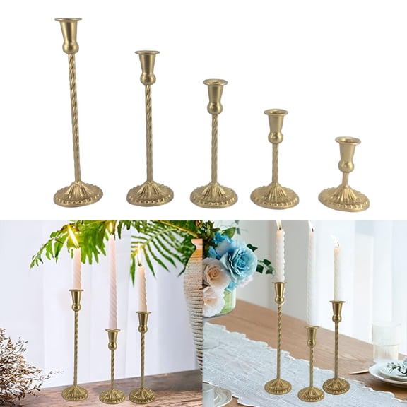 XIBUFE 2026 New Elegant Brass Candle Holders for Standard Taper Candles in Gold Finish for Home, Dining, Wedding, Party, Decor 9.3X12.5