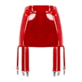 thumbnail image 4 of Jhaoyu Jupe Mini à Bretelles Taille Haute en Faux Cuir avec Clips Métalliques Rouge TTG, 4 of 5