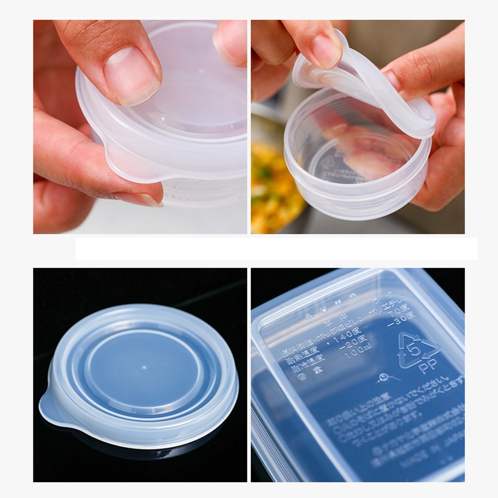 4pcs 70/100ml Small Round Deli/soup Plastic Container Lid Juice Reusable Storage, Square