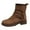 Brown, variant on Rokment Wide Mid Calf Combat Boots for Women 2025 Winter Fall Vintage Buckles Suede Low Heel Casual Ankle Booties Beige Size 6.5