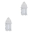 thumbnail image 3 of Candelabro marroquí de hierro y vidrio blanco y transparente 2Conjunto Yuarrent, 3 of 6